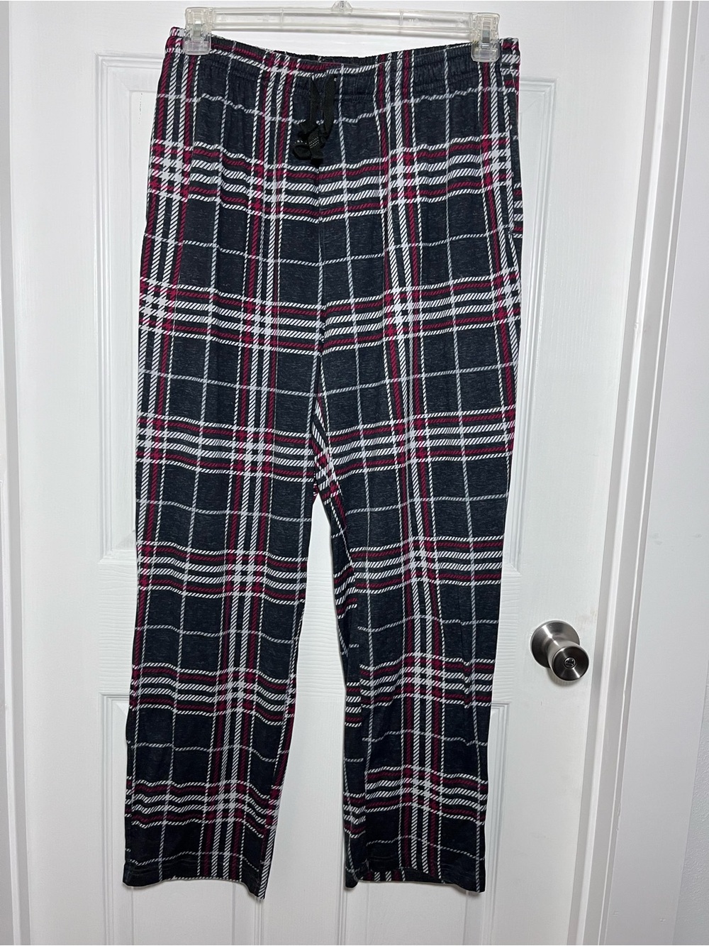 Perry Ellis Black Plaid Lounge Pants with Red and White Accent